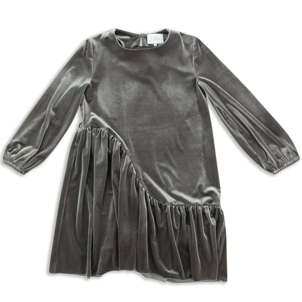 Miss L. Ray Mocha Velvet Odine Dress HOLIDAY GREY VELVET EUC size 4